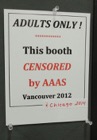 Shortly before the AGU meeting SEPS was informed by AAAS censors that it would not be allowed a booth at the 2014 AAAS annual meeting in Chicago, just as AAAS had refused booths at the 2012 AAAS meeting to two other organizations, Californians for Population Stabilization and Population Institute Canada.  Acknowledging the "adult content" of our literature, we tried to warn off the younger and more impressionable geophysicists. Alas, availability of free "endangered species" condoms at the back of the booth sharply limited our success.<br><br>American Geophysical Union Annual Meeting, San Francisco CA, December 2013.